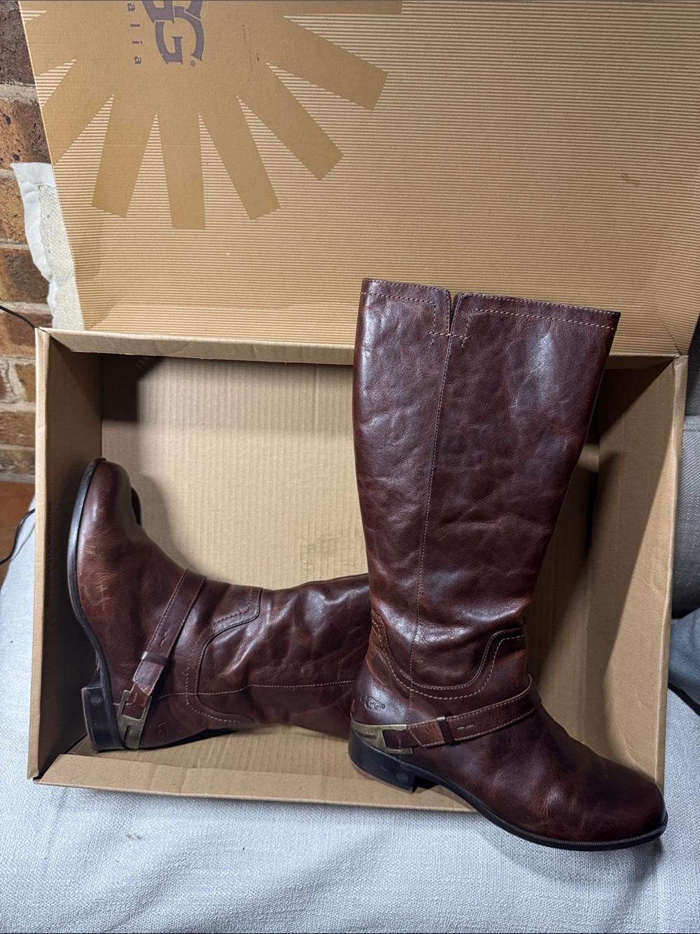 UGG Brown Leather Tall Riding Boots